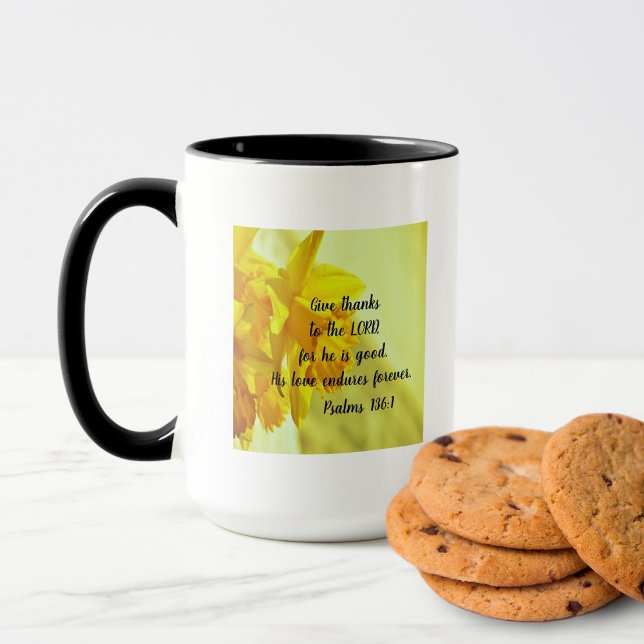 Belos Narcisos Amarelos Caneca 15 oz Escritura  (Criador carregado)