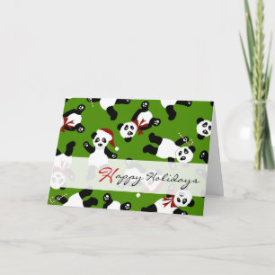 Belos Pandas Felizes Feriam Cartões de Papai Noel