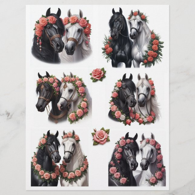 Belos Pares de Cavalo com Rosas Rosa Rosa Rosa (Frente)