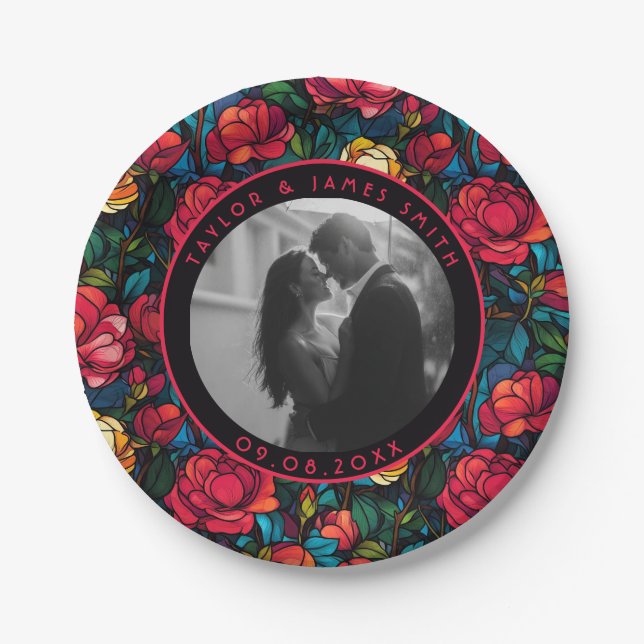 Belos Pratos De Chá de panela De Rosa Para Casamen (Frente)