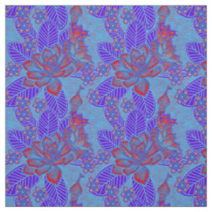 Belos Tecidos do Designer - Azul e Vermelho Floral