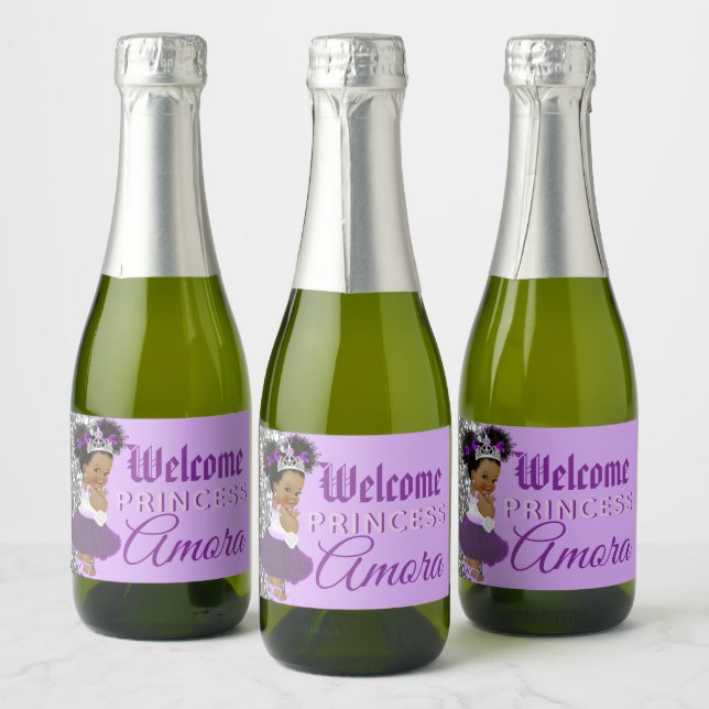 Bem-vinda Princesa Roxo e Silver Glitter Elegante (Garrafas)