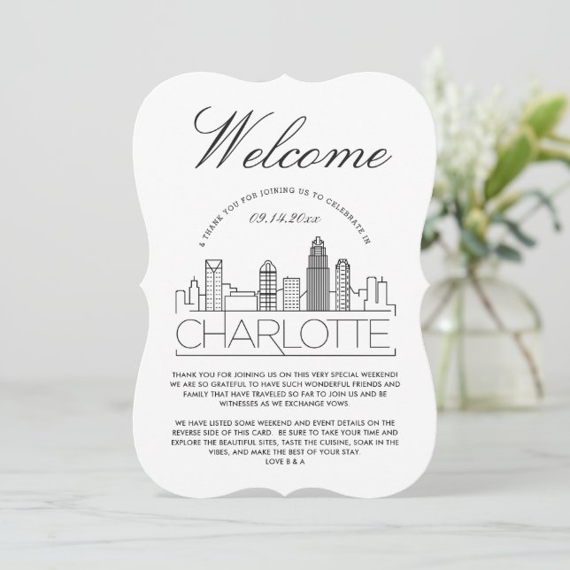 Bem-vindo a Charlotte | Detalhes do Convite para C (Em pé/Frente)