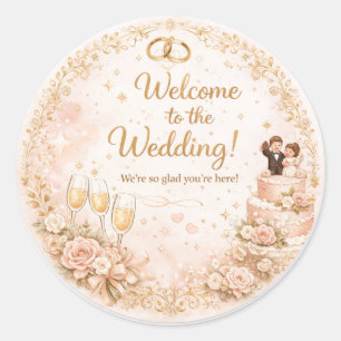 Bem-vindo ao Casamento – Adesivo Floral Elegante