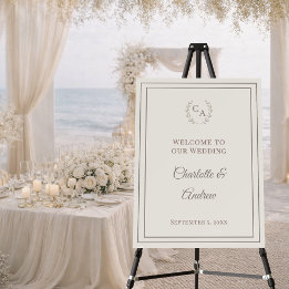 Bem-vindo ao casamento elegante com monograma em t