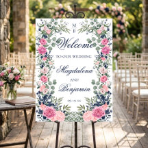Bem-vindo ao Casamento Floral Verde Rosa Azul Mari