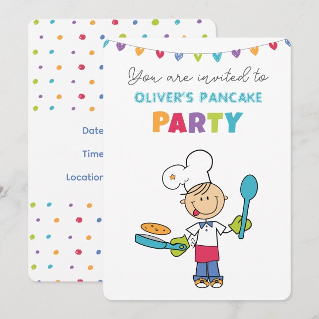 Bem-vindo ao convite da Festa de Panqueca (Frente/Verso)