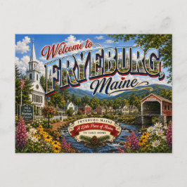 Bem-vindo ao Fryeburg Maine Cartão Postal Nostálgi