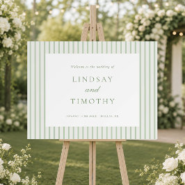 Bem-vindo ao Nosso Casamento em Verde Sage Listrad