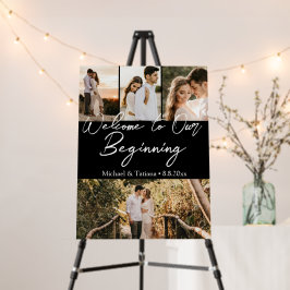 bem-vindo ao nosso casamento inicial, colagem de 4