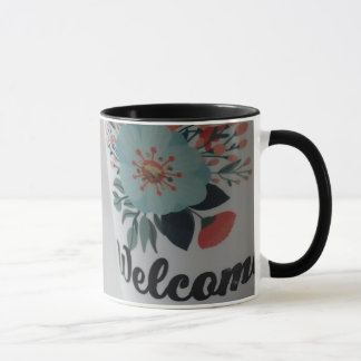 Bem-vindo caneca floral vintage