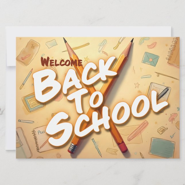 Bem-vindo de volta à escola - Design de Arte Lápis (Frente)