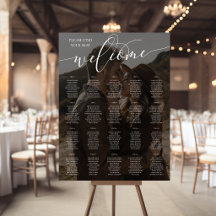 Bem-vindo Foto Casamento 20 Mesas em Letra Branca