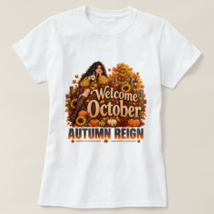 Bem-vindo Outubro Camisa de Outono Aconchegante, C
