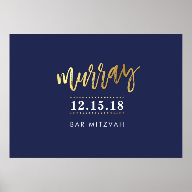 BEM-VINDO POSTER de EVENTO - Faux gold name marinh (Frente)