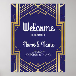 Bem-vindo Poster Gatsby Art Deco Dourado Casamento