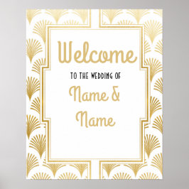 Bem-vindo Poster Gatsby Art Deco Dourado Casamento