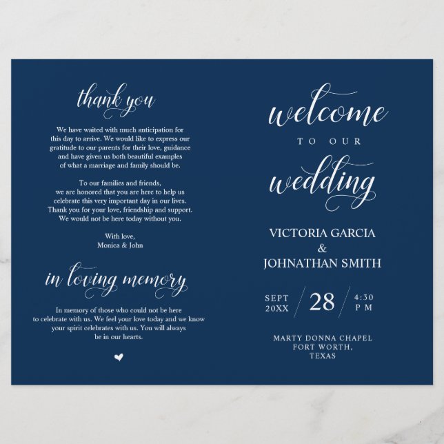 Bem-vindos à nossa cerimônia de casamento (Frente)