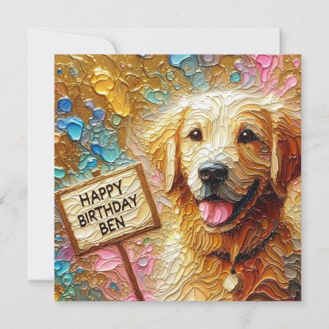 BEN ~ Cartão de Aniversário ~ Ouro Retriever ~ (Frente)