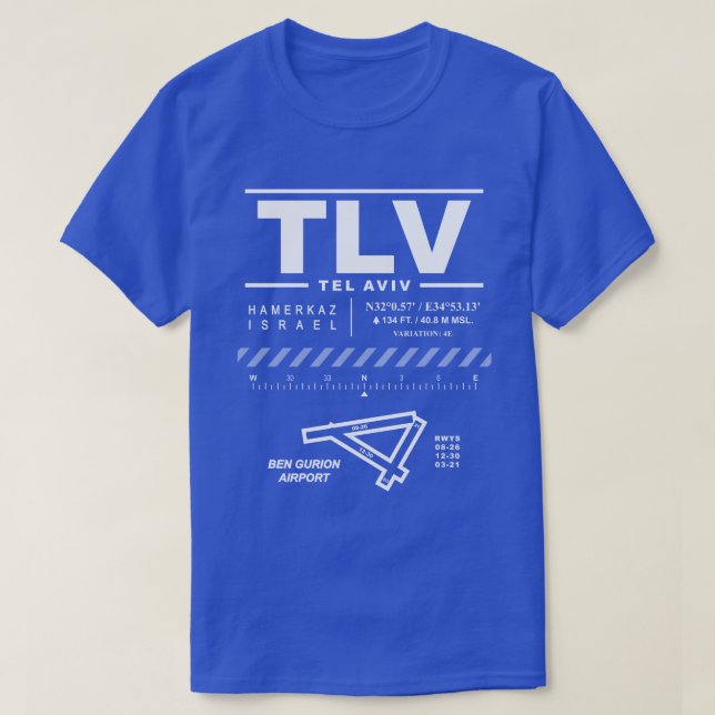 Ben Gurion Aeroporto TLV T-Shirt (Frente do Design)