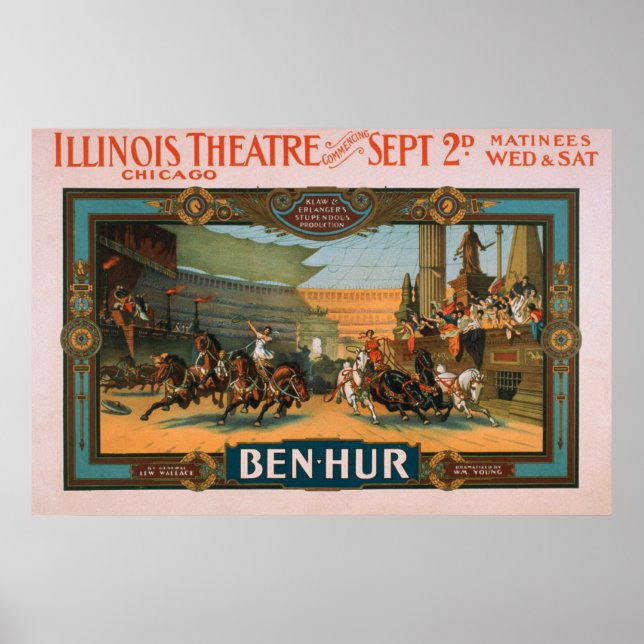 Ben-Hur no Poster do Teatro de Illinois em Chicago (Frente)