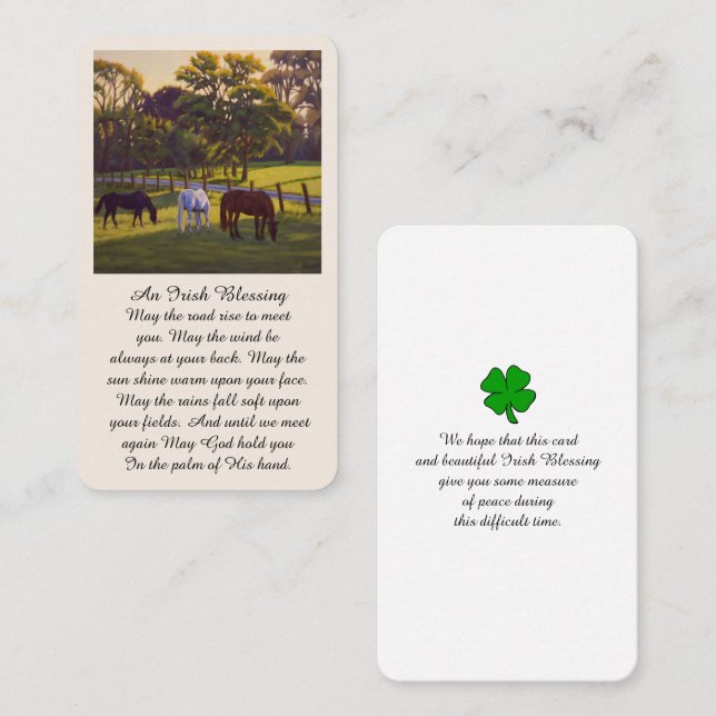 Bênção Simpatia Cartão de Oração Memorial (Frente/Verso)