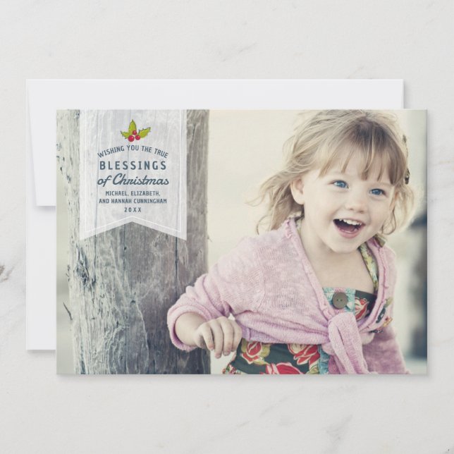 Bênçãos de Natal | Cartão com fotos de Férias (Frente)