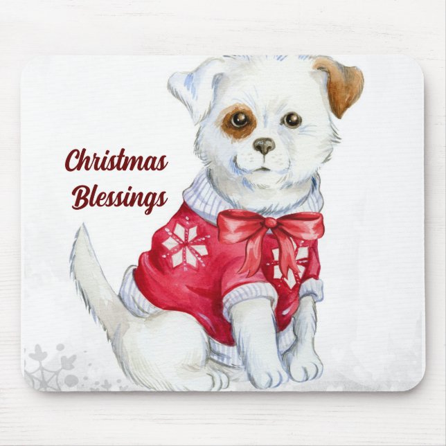 Bênçãos de Natal Puppy Mousepad (Frente)