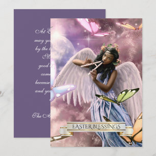 Bênçãos de páscoa.Anjo com Cartões de Borbole