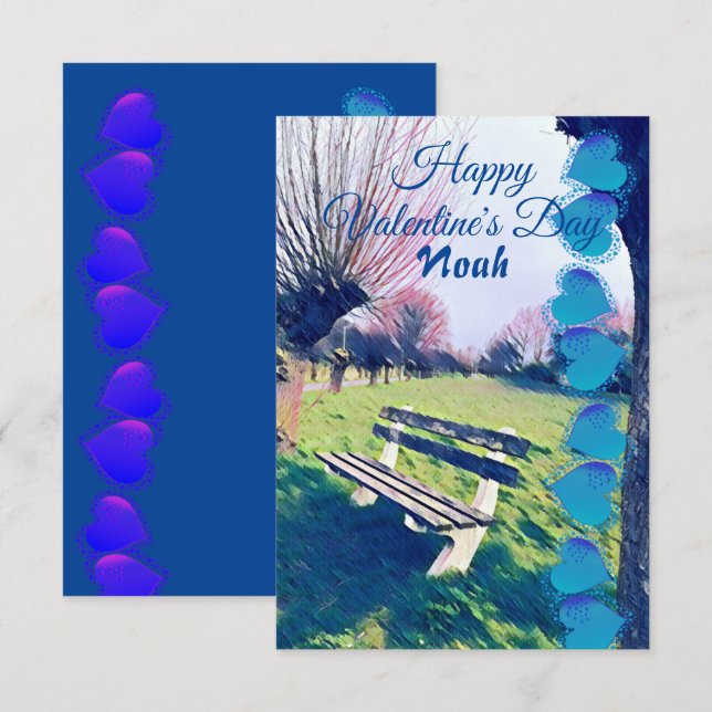 Bench Romântico do Jardim do Coração do Dia de os  (Frente/Verso)