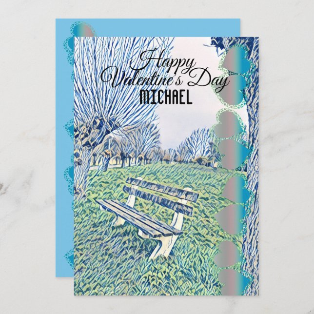 Bench Romântico do Jardim do Coração do Dia de os  (Frente/Verso)