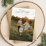 Beneficia Cartão de Natal de Família Minimalista<br><div class="desc">Celebre a alegria da estação com este cartão religioso de Natal com uma fotografia quente da família e a mensagem sincera, "Bênçãos à estação". O design minimalista simboliza a gratidão e a fé cristã, fazer-o como um cartões de natal ideal para partilhar o amor de Deus com os amigos e...</div>