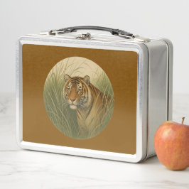 Bengala Tiger Brown Metal Lunchbox