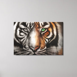 Bengala Tigre Olho 3 Pc Canvas Esticada Fade