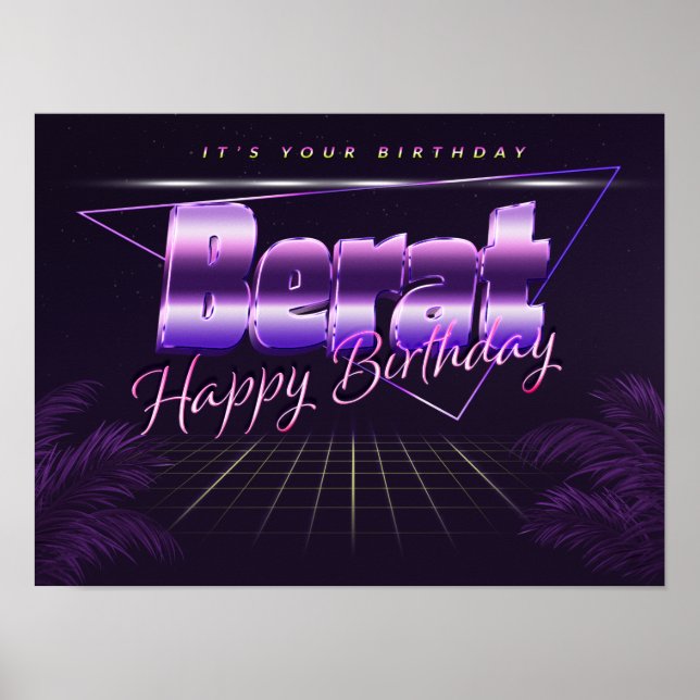 Berat Name Vorname lila retro Poster Geburtstag (Frente)