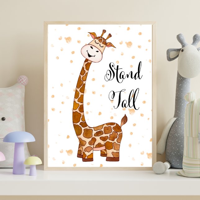 Berçário de Girafa Bebê Impressão Fique em Pé Fofo (Giraffe Stand Tall Nursery Wall Art Poster, Printed or Instant Digital Download. Baby shower gift)