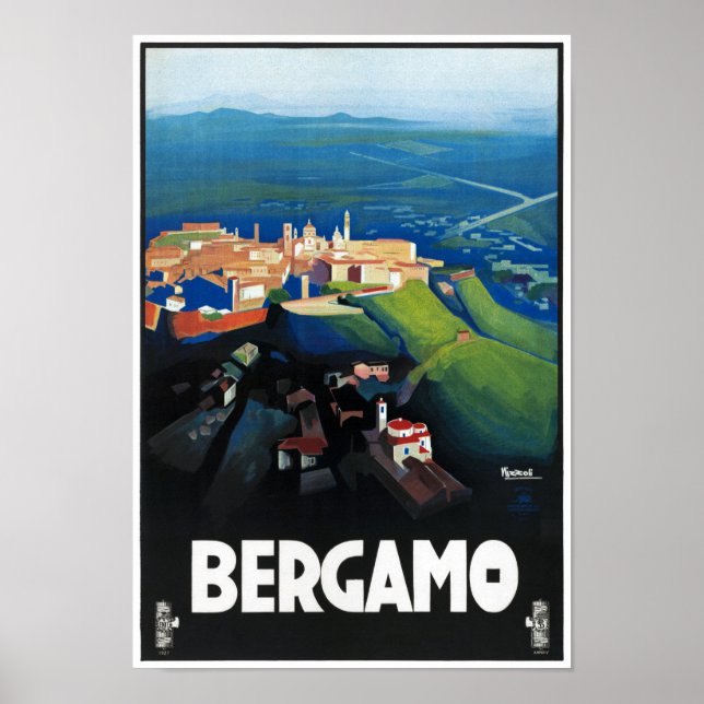 Bergamo Itália Vintage Racing Poster restaurado (Frente)