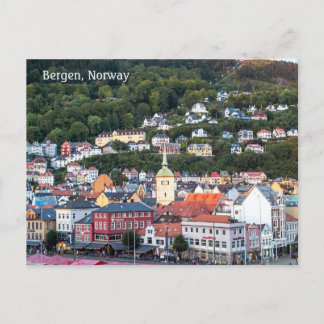 Bergen ao pôr do sol, Noruega, Cartão postal