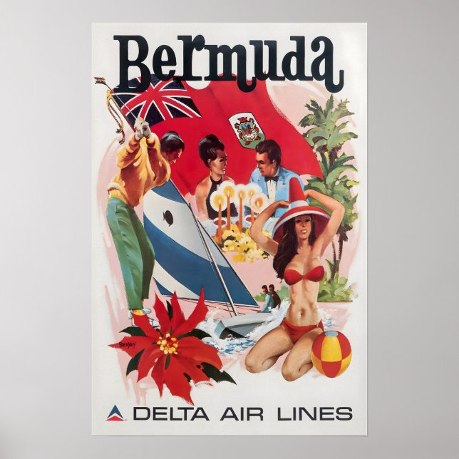 Bermuda Arte Daniel Sweeney Impressão Delta Airlin (Frente)
