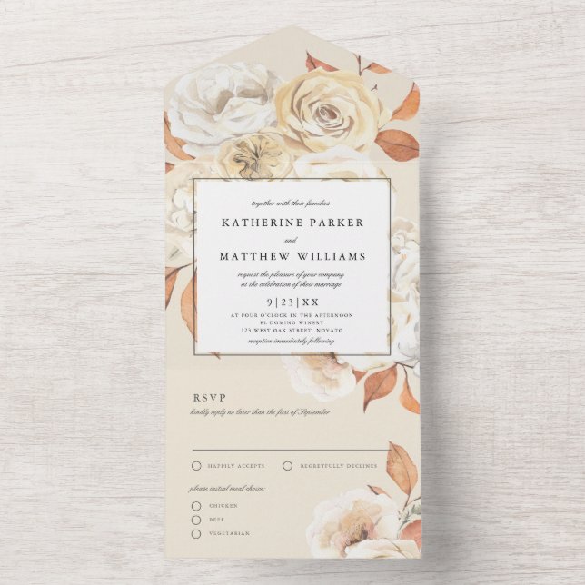 Bermudo de outono Floral + Casamento Ecru (Inside)