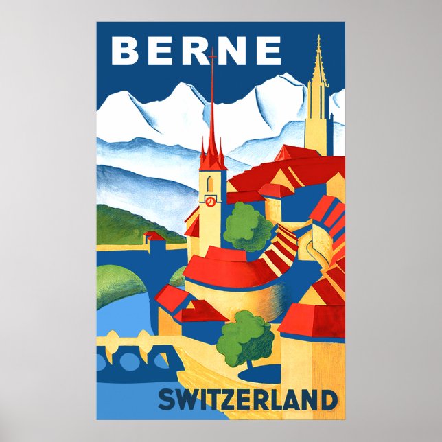 Berne, poster de viagens Suiça (Frente)