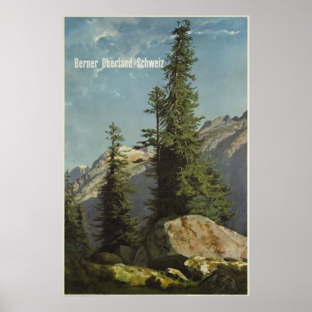 Berner Oberland, Schweiz, Viagem Ski Poster (Frente)