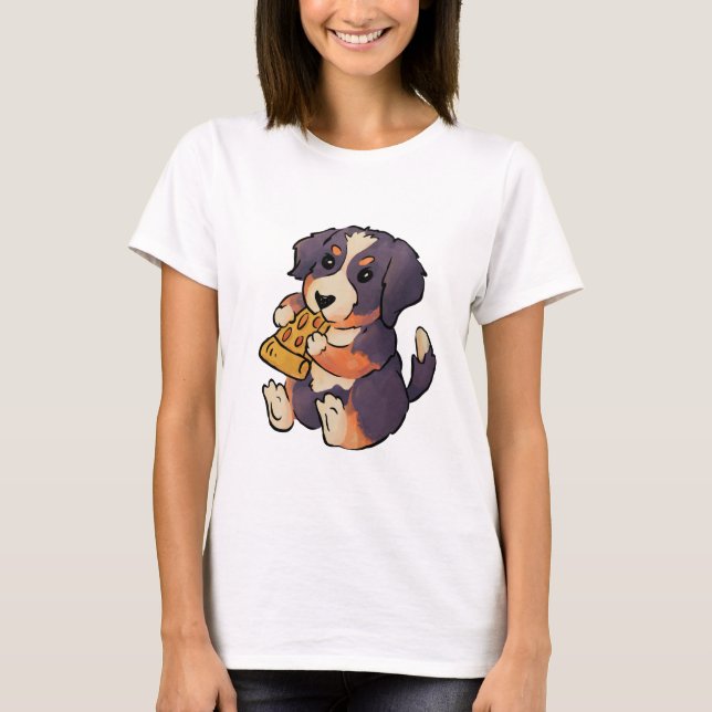 Bernese Mountain Dog Come Pizza T-Shirt (Frente)