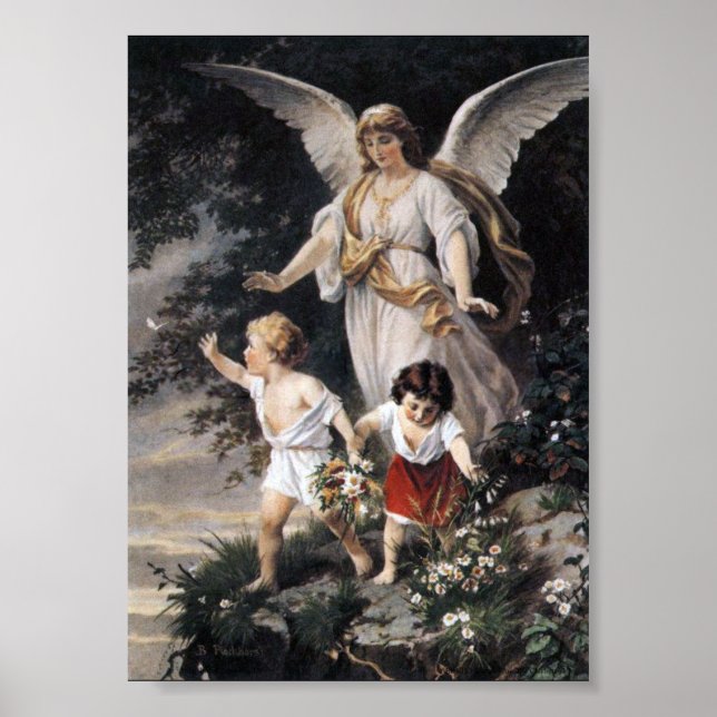 Bernhard Plockhorst - O Impressão do Anjo Guardião (Frente)