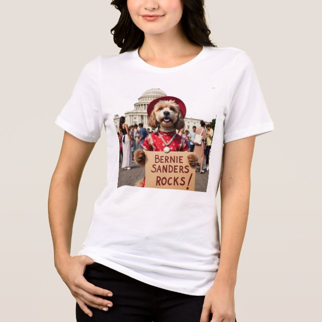 Bernie Sanders Rocks cão em camisa tridimensional  (Frente)