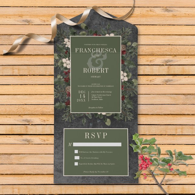 Berries de inverno Russos e Preto-Pinheiro Sem Jan (Also available with a QR code or with dinner selection options.)