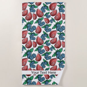 Berries: toalha de praia de texto personalizado