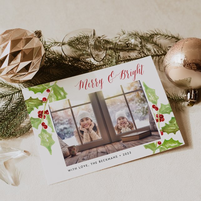 Berry & Bright | Cartão com fotos de férias (Criador carregado)