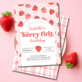 Berry First Birthday Convite Strawberry