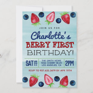 Berry First Birthday Strawberry Convite